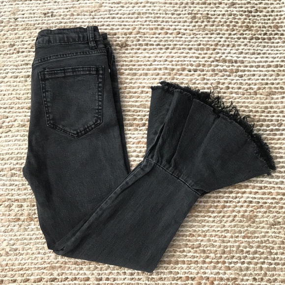 Highway Jeans Denim - Black Ruffle Hem Jeans